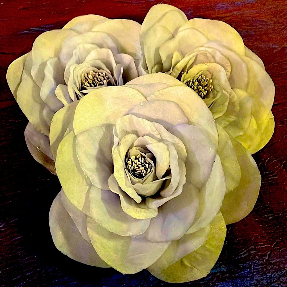 Elegant 6” Lt. Gray Organza Flowers Set 3 for $16
